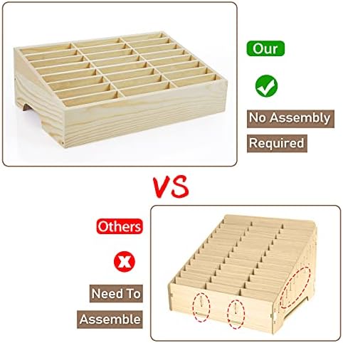 24-Grid Wooden Cell Phone Holder Desktop Organizer