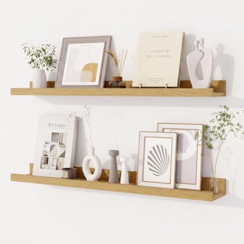 Dreamland Picture Ledge Shelf for Wall, Floating Shelves Set of 2,30 inch Long Floating Shelves with Lip for Living Room