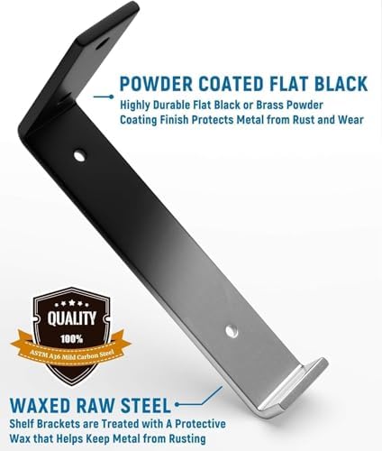 LEOPO 12 inch Shelf Brackets 12-Pack, 1/5" Thick Floating Shelf Bracket