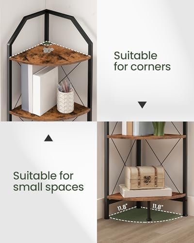 CHOEZON 6-Tier Corner Shelf, Industrial Corner Bookshelf, 71.2" Corner Storage Stand, Plant Stand Display Shelf, Corner 