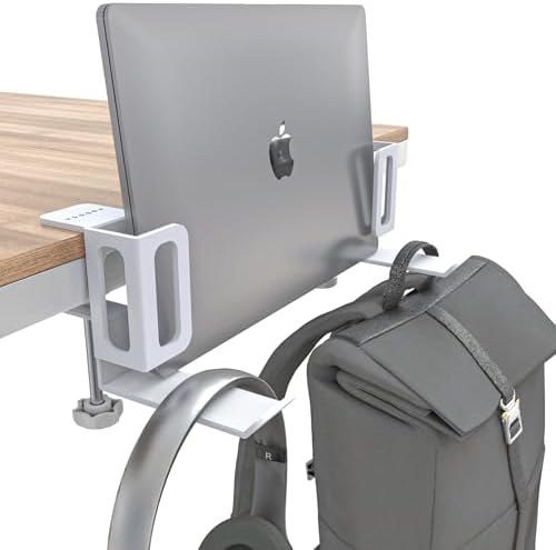 NODOCA Laptop Storage for Desk, Vertical Laptop Stand for Desk, MacBook Vertical Stand, with Headphone Holder, Desk Side