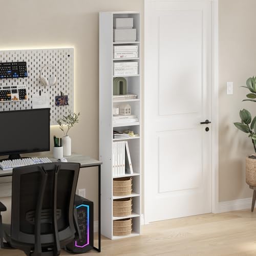 Furinno PASIR Book Shelf, 10-Tier Bookshelf, Bookcase with Open Shelf, 9.2 x 11.8 x 78.7, for Living Room, Bedroom, Home