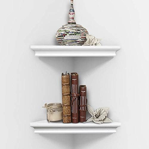 AHDECOR White Corner Shelves, Stylish Wall Mounted Corner Shelf for Space-Saving Storage in Living Room, Bedroom, and Of