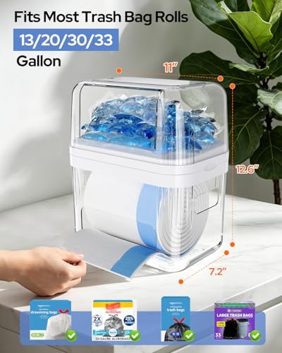 Trash Bag Dispenser & Dishwasher Pods Container, 3 in 1 Clear Acrylic Garbage Bags Holder Under Sink Organizer Laundry P
