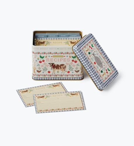RIFLE PAPER CO. Home Sweet Home Recipe Tin, Holds Up To 200 Recipe Cards