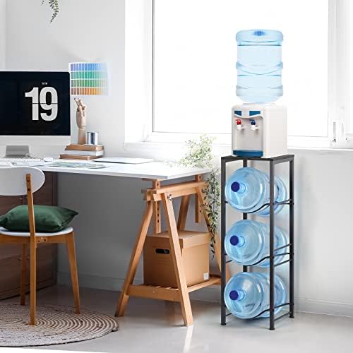 Water Bottle Holder Organizer 5 Gallon Water Jug Stand with Shelves, 3-Tier Water Bottle Dispenser Stand for Kitchen Liv