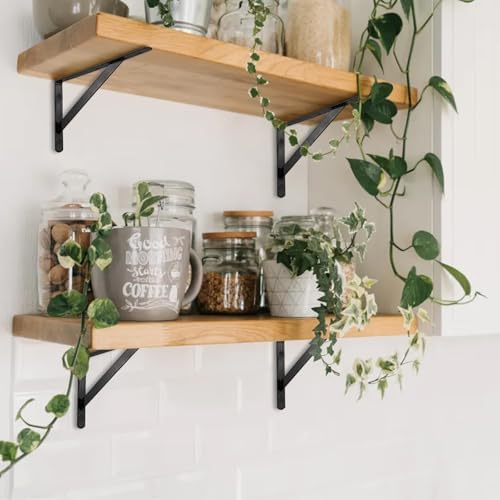 Hiceeden 12 Pack Heavy Duty Shelf Brackets, 8 in x 5 in Wall Mount Steel L Shelf Bracket, Angle Brackets for Floating Sh