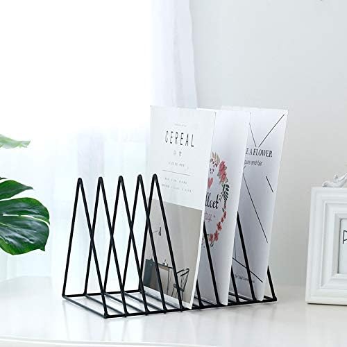Black Metal Vinyl Record Holder,Vertical Record Player Holder,File Organizer for Desk,Desktop File Sorters,Paper Organizer and Record Holder Stand,Triangle Upright 9 Lattice Vinyl Rack Stand,1Pack