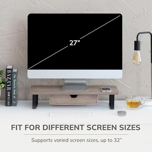 Anji Mountain Monitor Stand for Desk - Desktop Organizer & Laptop Riser, Ergonomic Monitor Riser, Space-Saving, Durable,