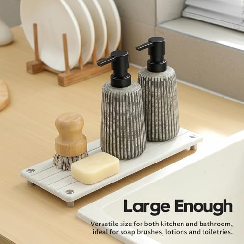 Razborci Instant Dry Sink Caddy Kitchen Sink Organizer, Quick Drying Stone Tray Diatomite Sponge Holder Soap Dish, Bathr