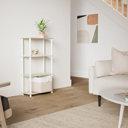 Furinno Turn-N-Tube Toolless 4-Tier Storage Shelves, Sonoma Oak