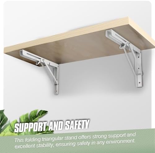 Folding Shelf Brackets - 4 Pcs 12 Inch,Heavy Duty, White