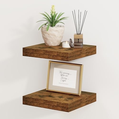 Fun Memories Floating Shelves, 8 Inch Deep Floating Shelves for Wall, 8 x 8 Wall Shelves, Rustic Wood Floating Shelf for