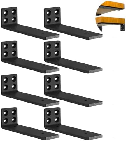 Floating Shelf Brackets Heavy Duty 10 Inch Long Hidden L Shelf Bracket Wall Shelving Supports (8 Pack)