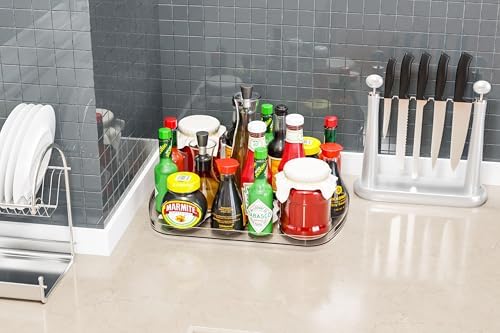 Yieach Clear Refrigerator Lazy Susan Turntable,15.7''x11.8'',Rectangular Fridge Turntable Organizer,Large Rotating Fridg