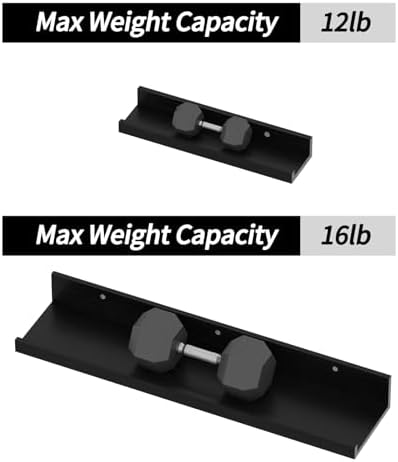 Giftgarden 24 Inch Wall Mounted Floating Shelves Set of 5, Black Wood Wall Shelves for Bathroom, Bedroom, Kitchen, Livin