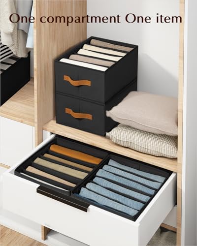 Homsorout Clothes Organizers and Storage - 4/5/7 Grids Fabric Jeans Organizer with Handles, Foldable Closet Organizers D