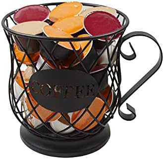 Coffee Pod Holder Mug Shape Multi Use K Cup Holder Coffee Station organizer Storage Wire Basket Food Storage for Counter
