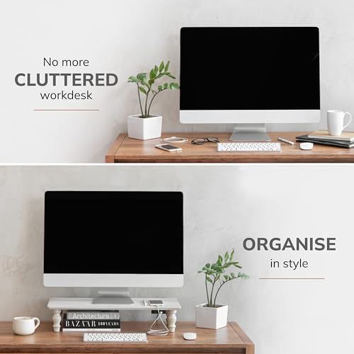 Anji Mountain Monitor Stand for Desk - Desktop Organizer & Laptop Riser, Ergonomic Monitor Riser, Space-Saving, Durable,