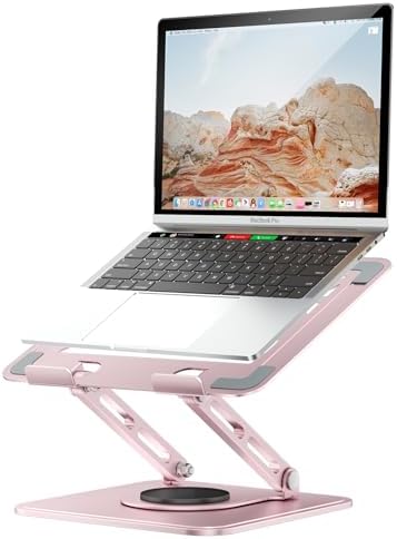 tounee Laptop Stand for Desk, Adjustable Computer Stand Holder with 360° Rotating Base, Ergonomic Laptop Riser Compatibl