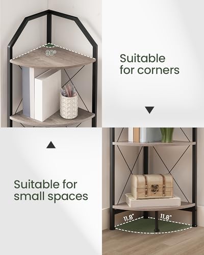 CHOEZON 4-Tier Corner Shelf, Industrial Corner Bookshelf, 47.6" Corner Storage Stand, Plant Stand Display Shelf, Corner 