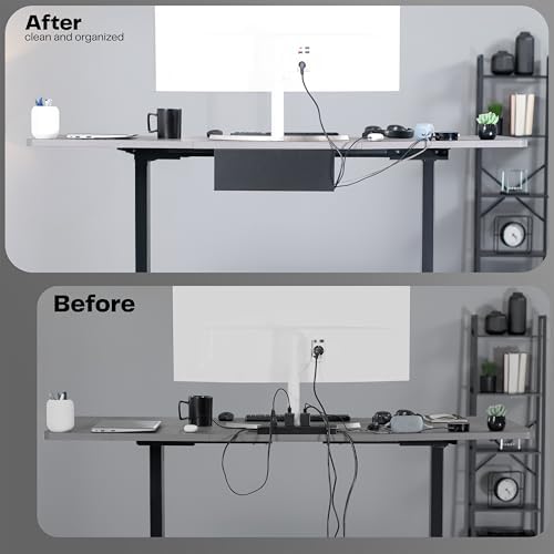 VIVO 2 Pack Black 17 inch Extra Deep Cable Management Tray, DESK-AC16-2C