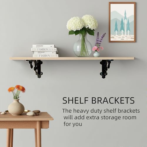 Heavy Duty 8.1"x4.4" Vintage Brackets for Floating Shelves & Kitchen Storage, 8 inch Cast Iron Shelf Brackets - Industri