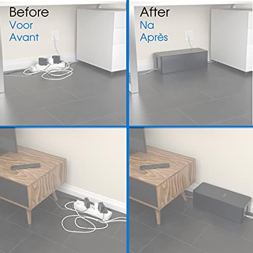 ACROPAQ Cable Cover Box - Large (32 x 13 x 13 cm), Power Strip Cover, Cable Storage Box, Power Strip Box - Black