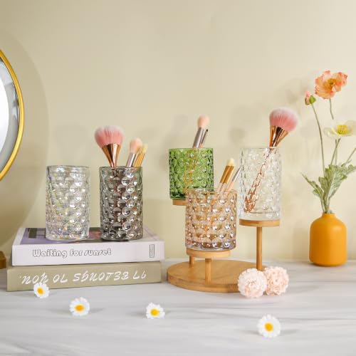 DASITON Glass Makeup Brush Holder, Bathroom Toothbrush Holders, Desk Pen Pencil Holder, Vintage Makeup Brush Cup, Multif