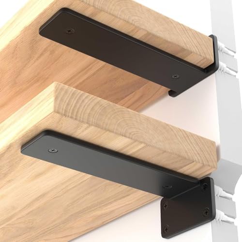 LEOPO 10 inch 12 Pack Floating Shelf Brackets, 1/5" Thick Hidden L Bracket