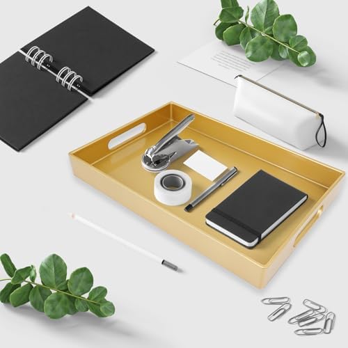 Spsyrine Gold Bathroom Vanity Tray with Handles for Dresser Tops