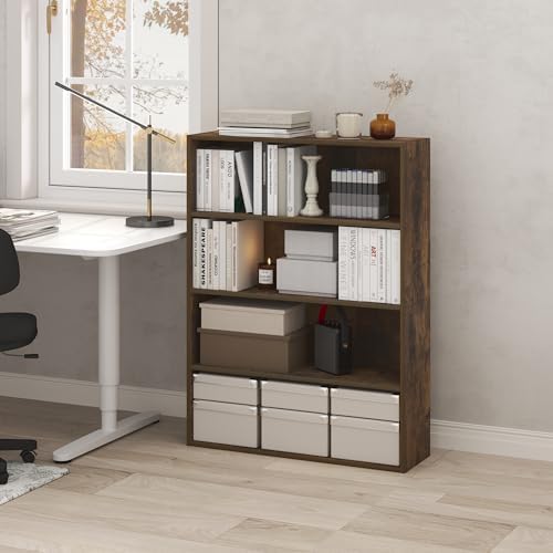Furinno PASIR Book Shelf, 4-Tier Bookshelf with Open Storage Shelf, Standing Bookcase, 9.3 x 31.3 x 41.8, Easy Assembly,