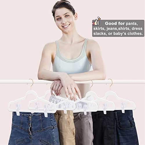 TOFIIGREM White Velvet Hangers Clips 40 PCS, Pants Hangers Velvet Clips Easily Add to Velvet Hanger, Skirt Suit Pants Clothes Velvet Hangers, Baby Kids Hangers Clips