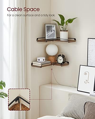 VASAGLE Corner Shelf Wall Mount Set of 2, Small Corner Floating Shelves
