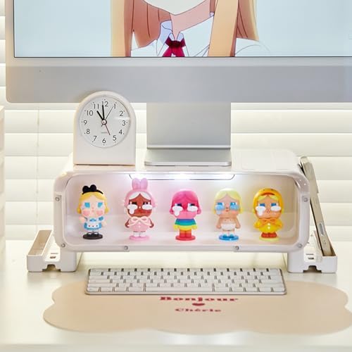 Monitor Stand Riser Small, Computer Monitor Stand with Drawer and Display Minifigures, Computer Desktop Stand with Light