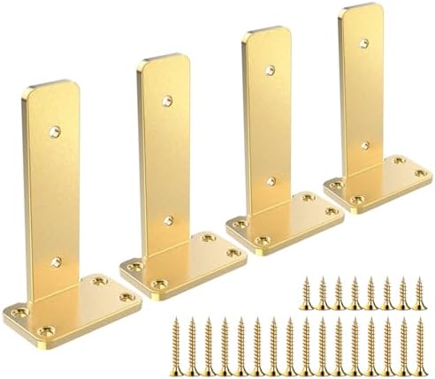 Floating Shelf Brackets Upgraded, 8 inch, Gold Heavy Duty Iron Shelf Brackets, Industrial Modern Floating Shelf Support 