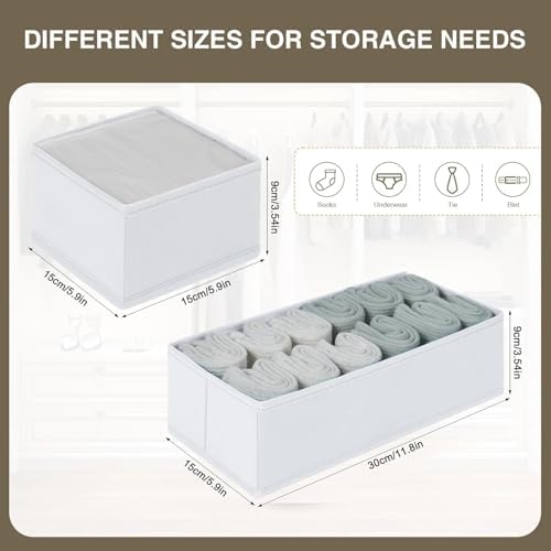 DIMJ Drawer Organizers - Set of 8 Fabric Closet Organizers and Storage, Drawer Dividers for Baby Clothes, Socks, Belt, T