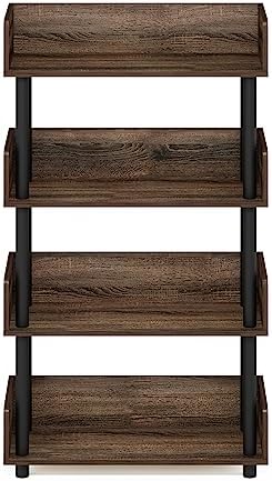 Furinno TURN-N-TUBE 4-Tier Display Shelf, Storage Shelves, Book Shelf, Open Shelves with Rounded Corner Top Edges, for O
