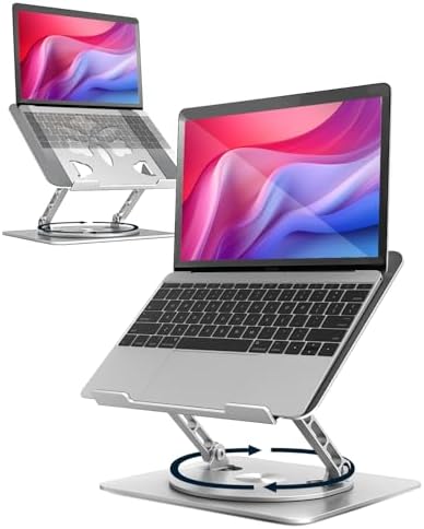 Aoviho 360° Rotating Laptop Stand for Desk | Adjustable, Foldable, Portable Aluminum Ergonomic Riser | Compatible with M