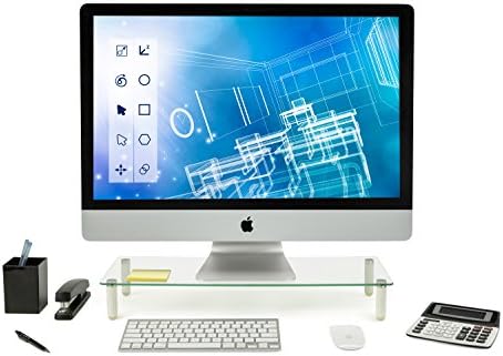 Mount-It! Glass Desktop Monitor Stand Riser, 22", 44 lbs
