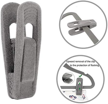 Tinfol Gray Velvet Hanger Clips 24 Pack, Non-Slip Flocked Clips for Pants, Skirts, Suits - Strong Finger Clips with Large Opening, Perfect for Slim-Line Velvet Hangers
