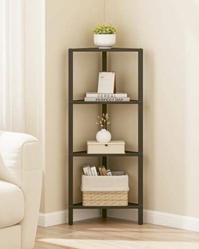 TUTOTAK Corner Shelf, 4-Tier Corner Bookshelf for Small Space