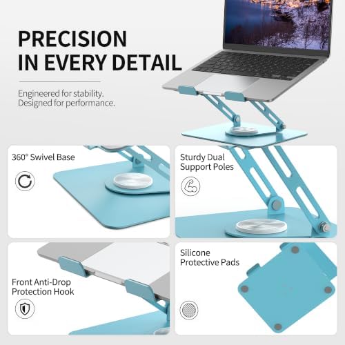 ALASHI Laptop Stand for Desk with 360° Rotating Base, Multi-Angle Adjustable Laptop Stands, Foldable Laptop Riser Compat