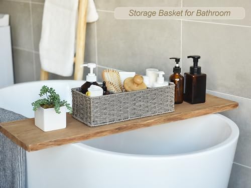 StorageWorks Toilet Paper Basket, Paper Rope Woven Toilet Tank Basket, Gray