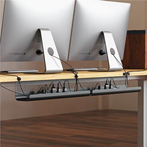 KHAMAL Cable Management Under Desk 52PCS - Cable Management Tray Kit Ventilated Hexagonal Design with Cable Clips, Wire 