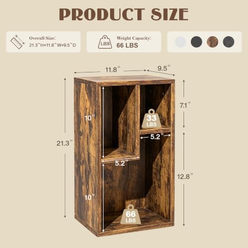VECELO Cubby Storage Organizer Bookcase, Open Cube Display Shelf Cabinet, Freestanding Multicompartment Bookshelf for De
