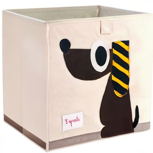 3 Sprouts Toy Storage Organizer: Toy Box Cube Organizer for Playroom, Nursery - Foldable Storage Bin - Dog