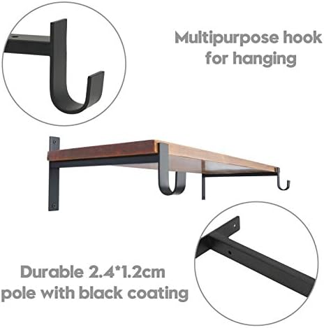 AddGrace Closet Rod Bracket Heavy Duty Shelf Brackets Black 8 Inch 2 Pack