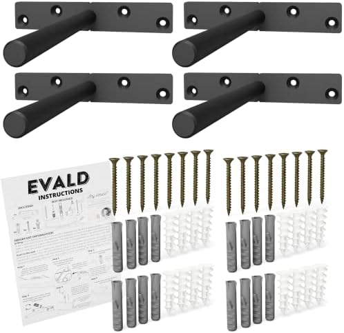 EVALD Heavy Duty Floating Shelf Brackets 6 Inch, Hidden Shelf Brackets with Screws & Anchors, Floating Shelves Hardware,