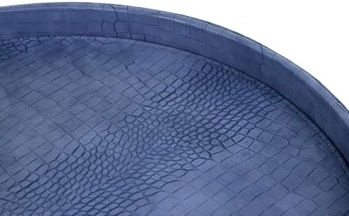 HofferRuffer Round Serving Tray 20'', Elegant Faux Leather Circle Ottoman Table Tray, Serve Tea Coffee Breakfast in Bedr